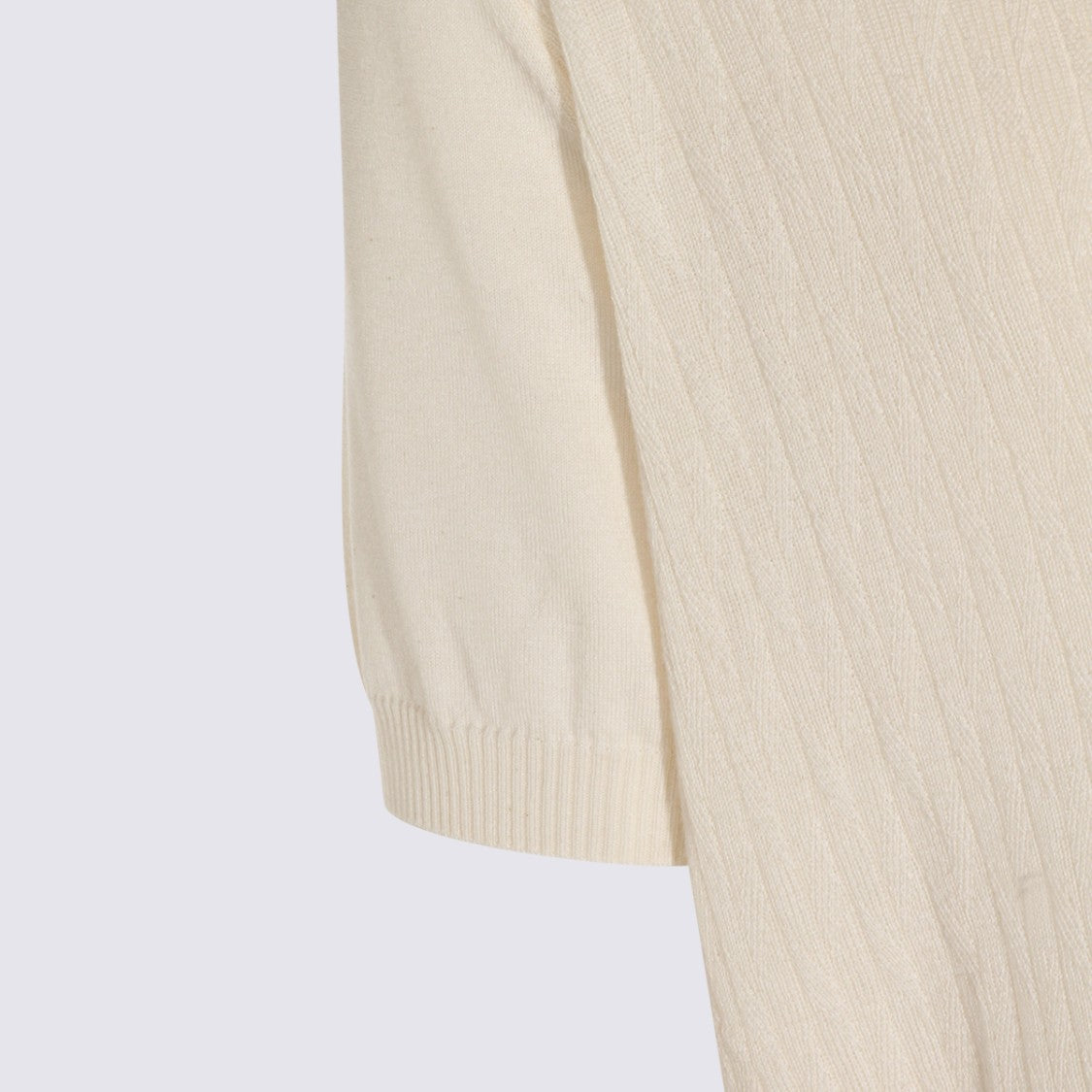 Canali Short-Sleeve V-Notch Knit Sweater With Ribbed Texture