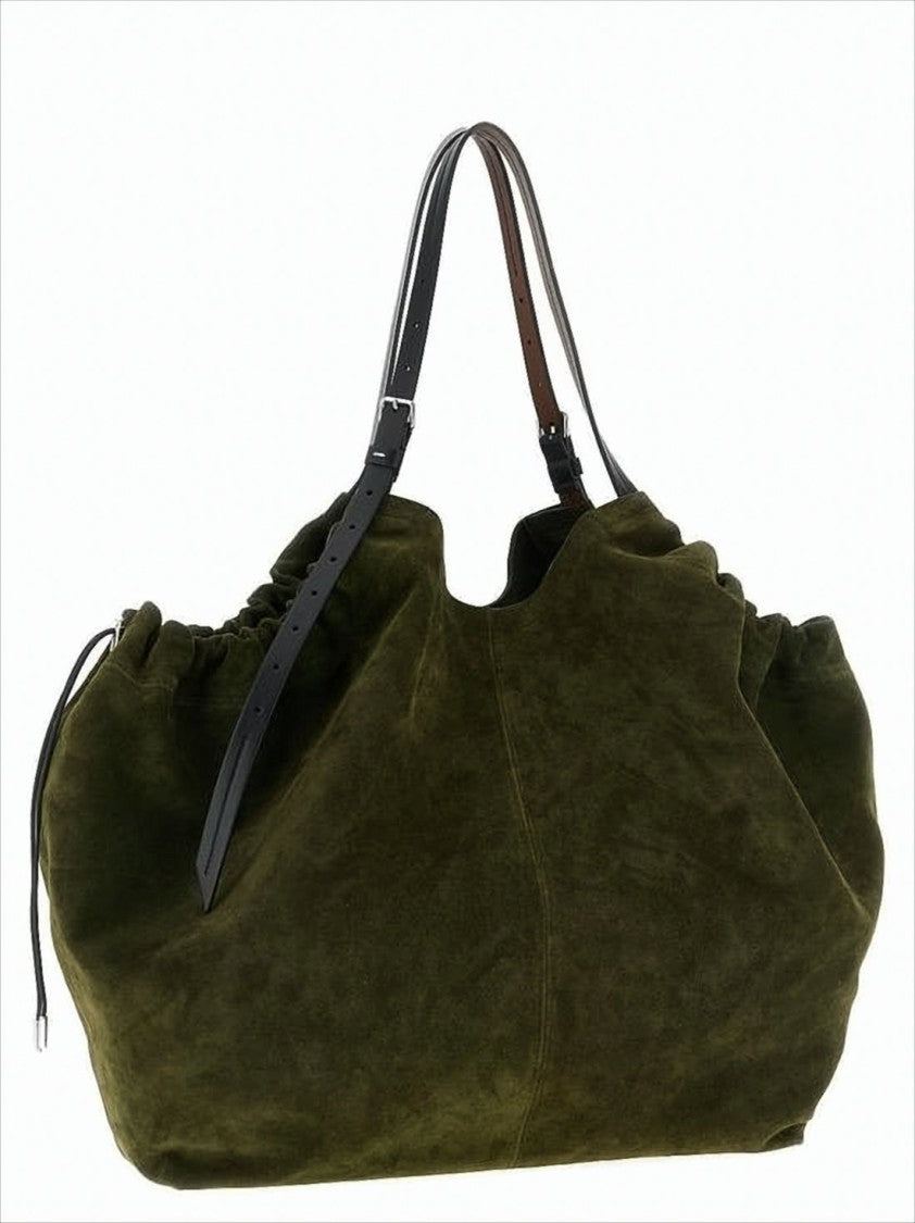 Maison Margiela Spacious Green Suede Shoulder Bag