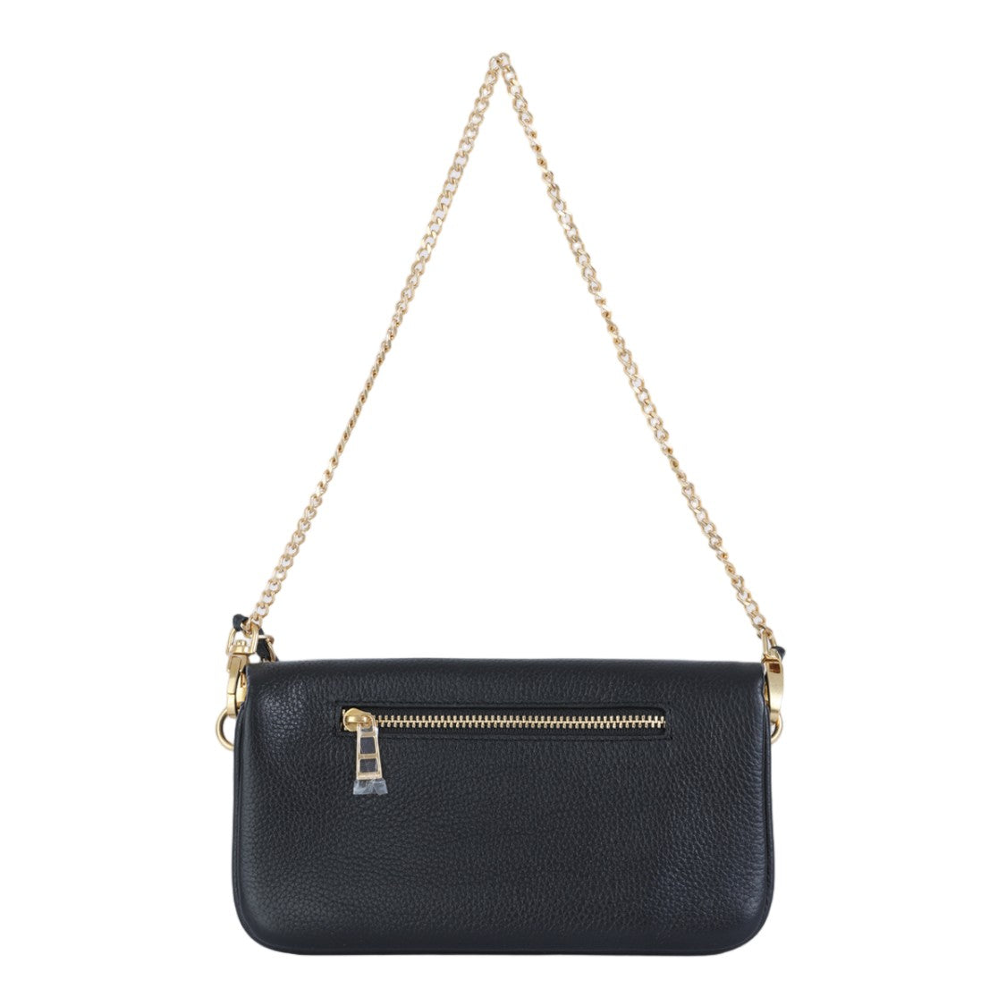 Zadig & Voltaire Pebbled Black Leather Bag With Gold Wing Emblem
