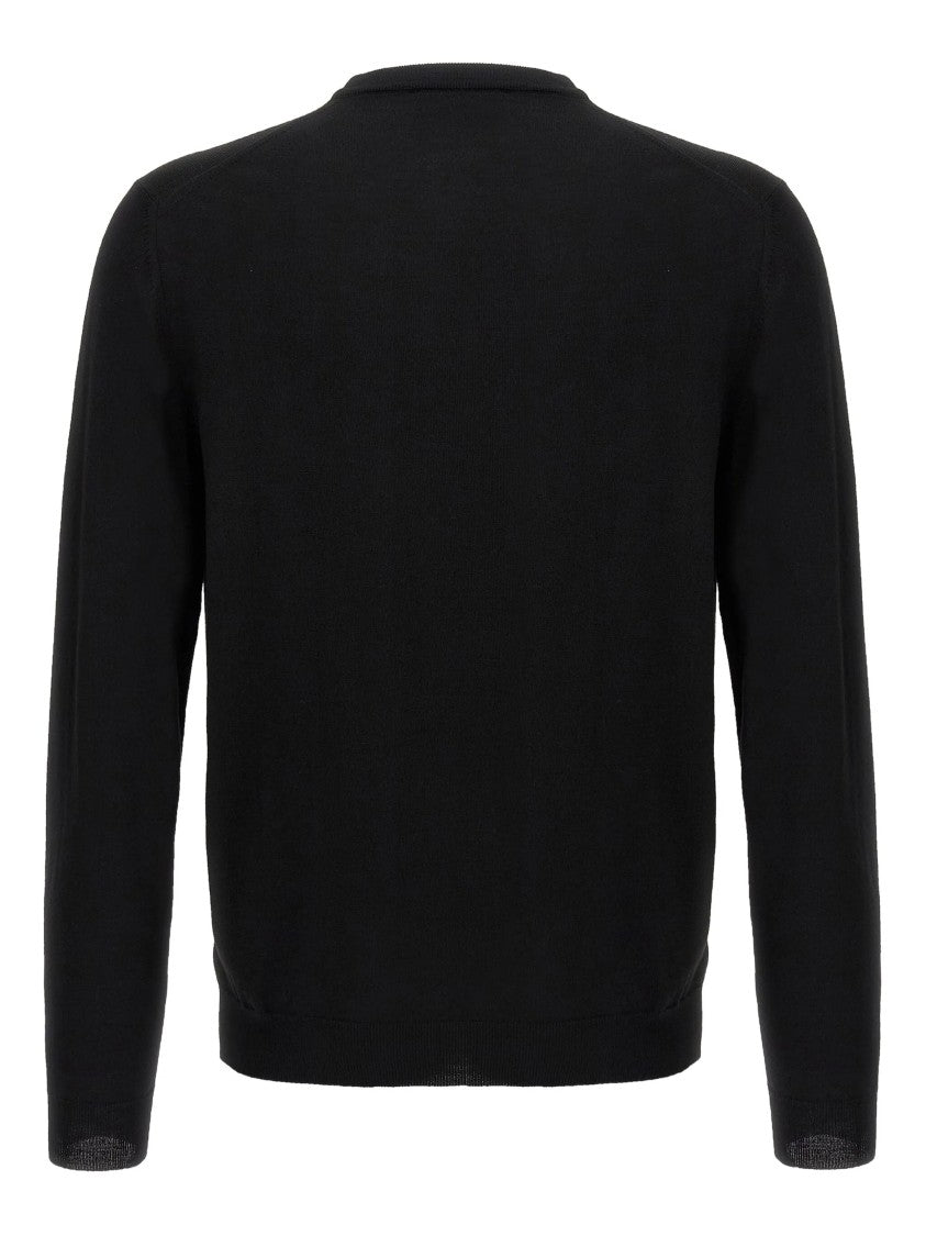 Zanone Fine Knit Black Crewneck Sweater With Fitted Silhouette