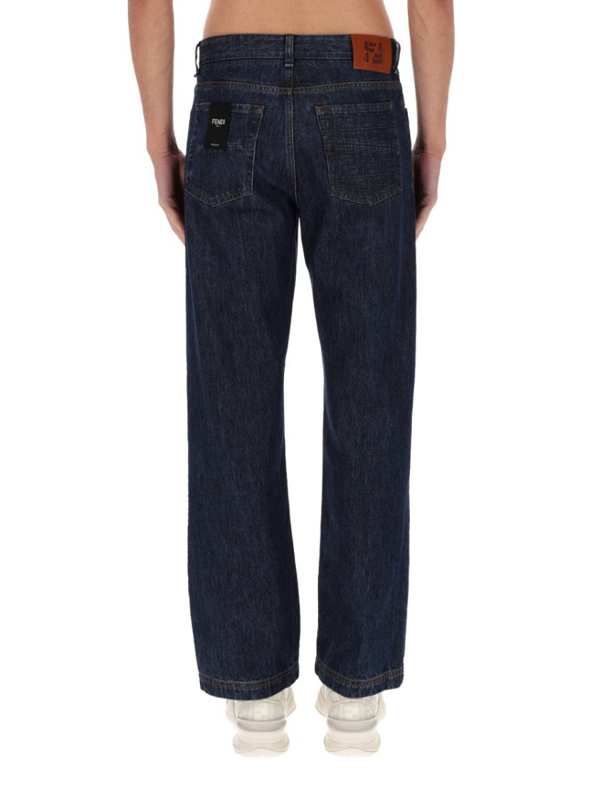 Fendi Contrast Stitching Straight-Leg Denim Jeans