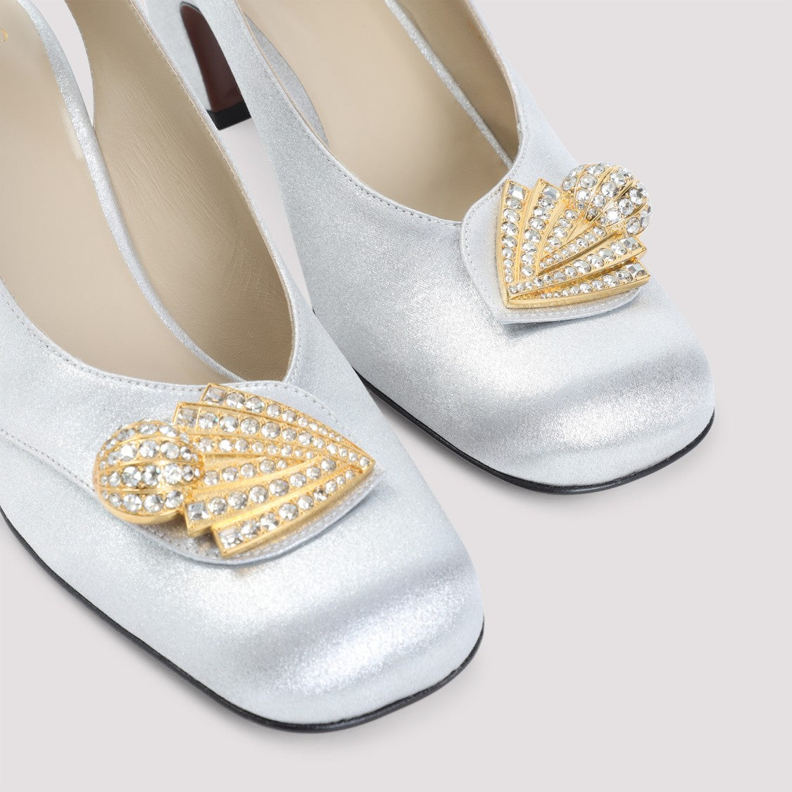 Valentino Garavani Silver Leather Adamantine T.60 Slingback