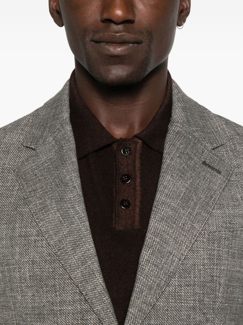 Circolo 1901 Textured Grey Checkered Tailored Blazer