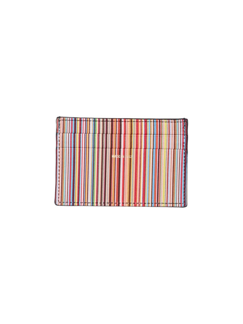 Paul Smith Black Sleek Signature Stripe Leather Card Holder