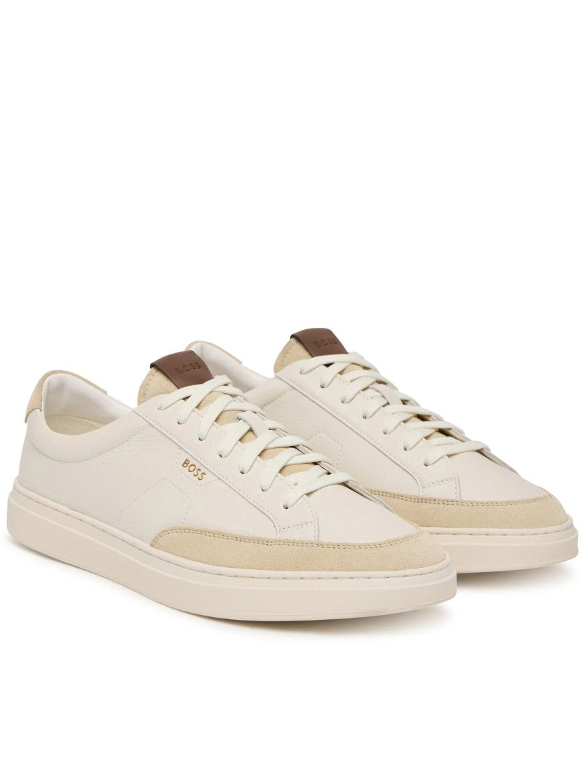 Hugo Boss Light Beige Smooth Leather Sneakers