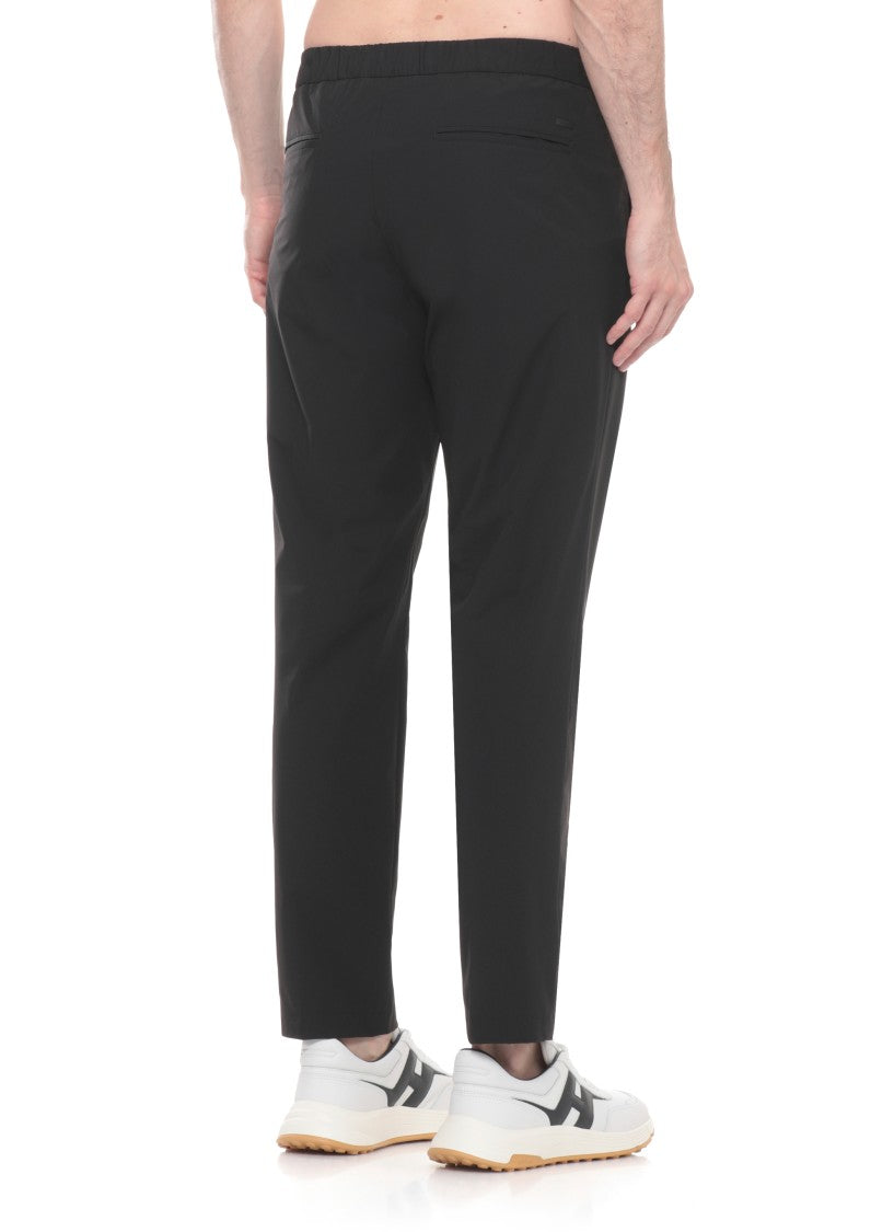 Herno Black Tech Fabric Straight-Leg Pants