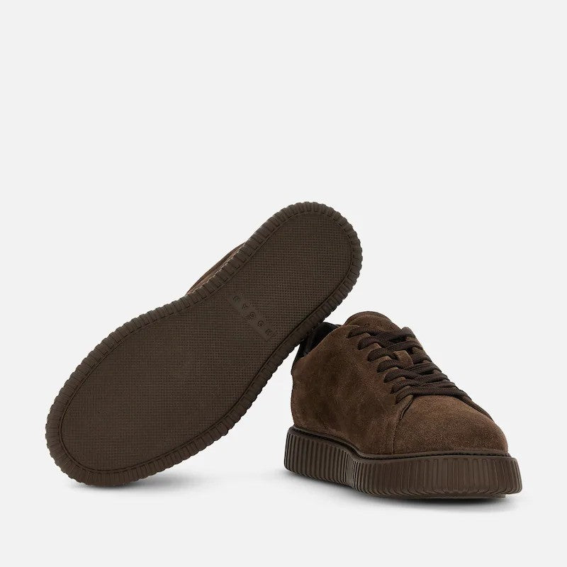 Hogan Brown Suede Perforated Ribbed Sole Sneakers