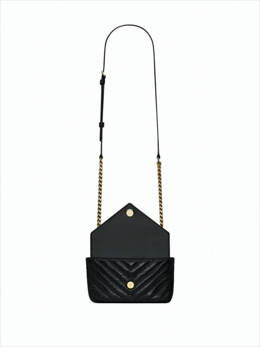 Saint Laurent Quilted Calfskin Crossbody Bag With Chevron Pattern