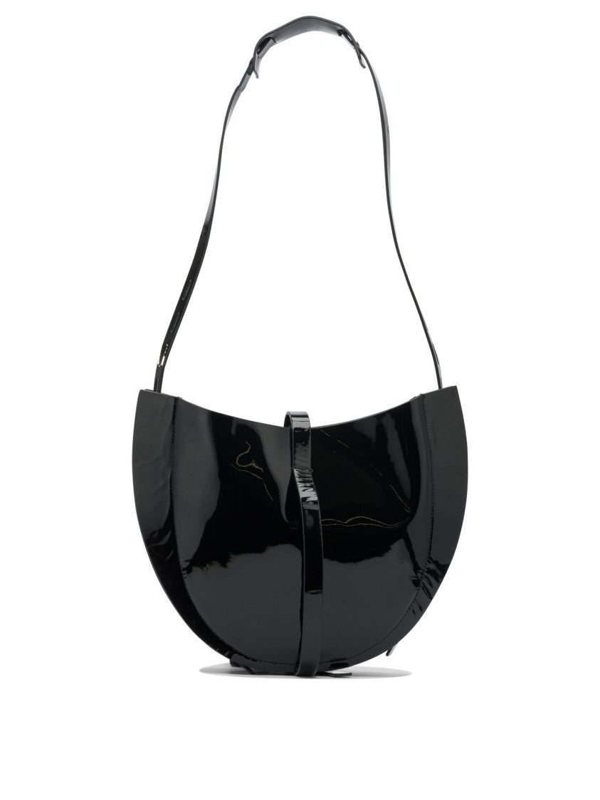 Minobossi Semi-Circular Patent Leather Shoulder Bag