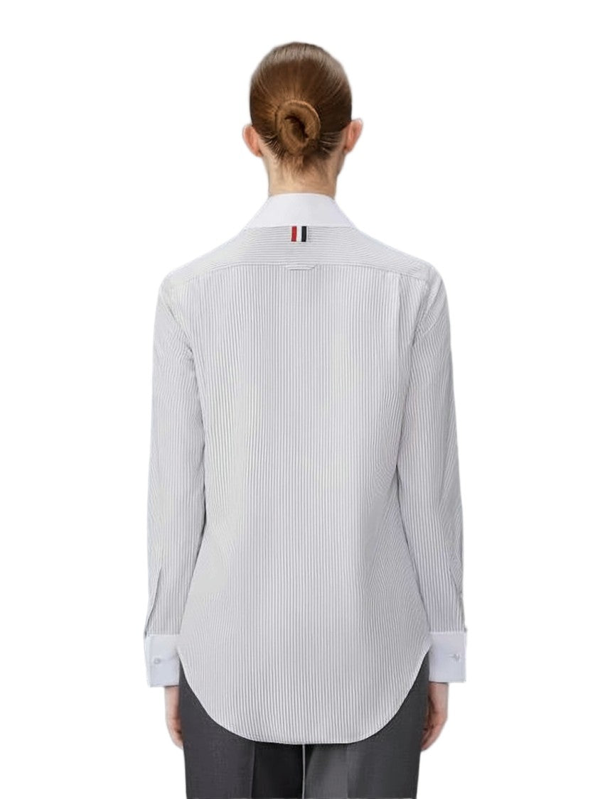 Thom Browne Tailored Long-Sleeve Shirt With Vertical Stripes And Signature Details