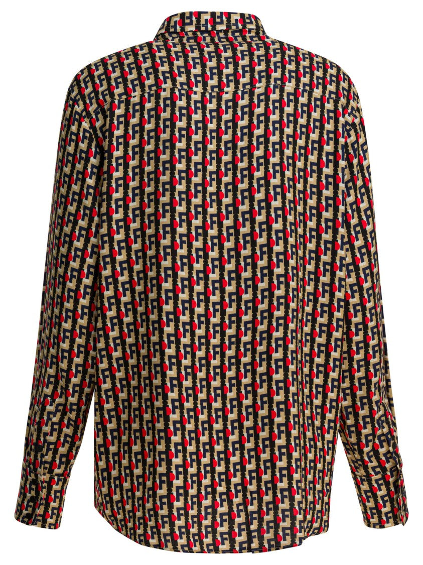 Ines De La Fressange Geometric Pattern Button-Down Shirt With Classic Collar