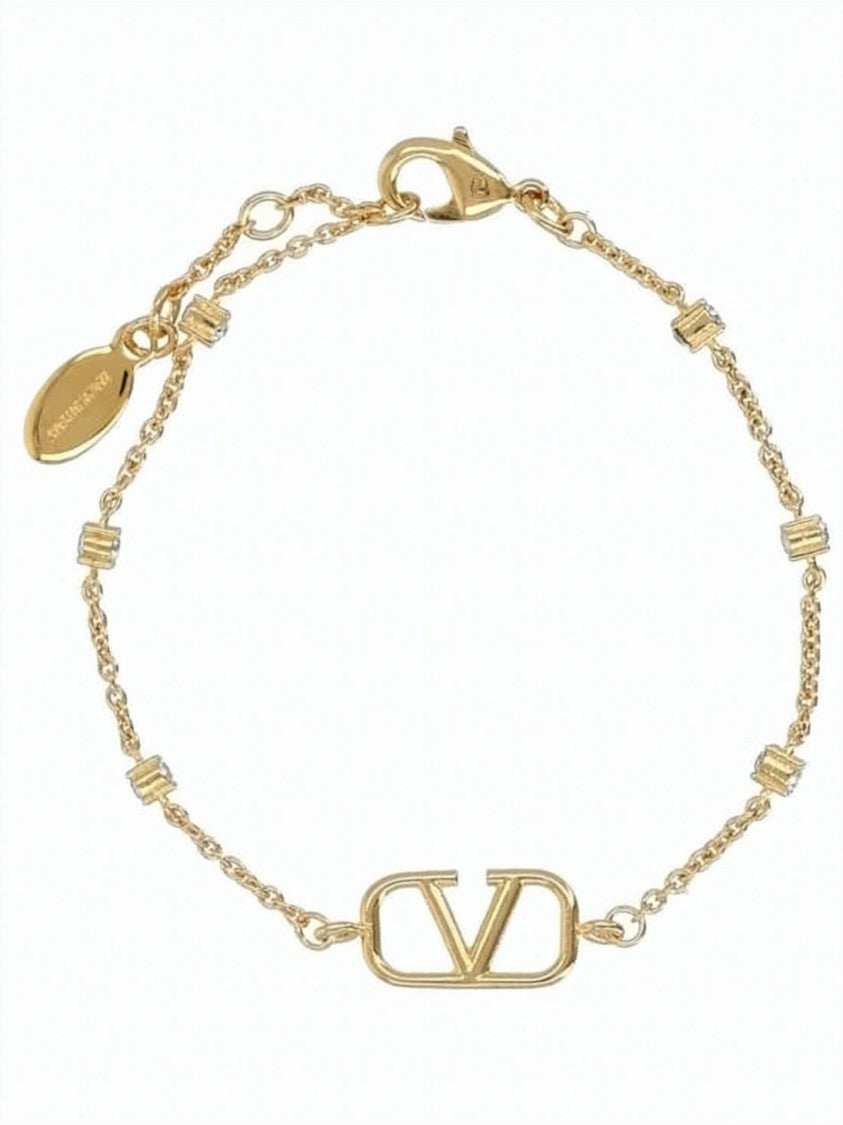 Valentino Garavani Gold-Tone Chain Bracelet With Oval Charm