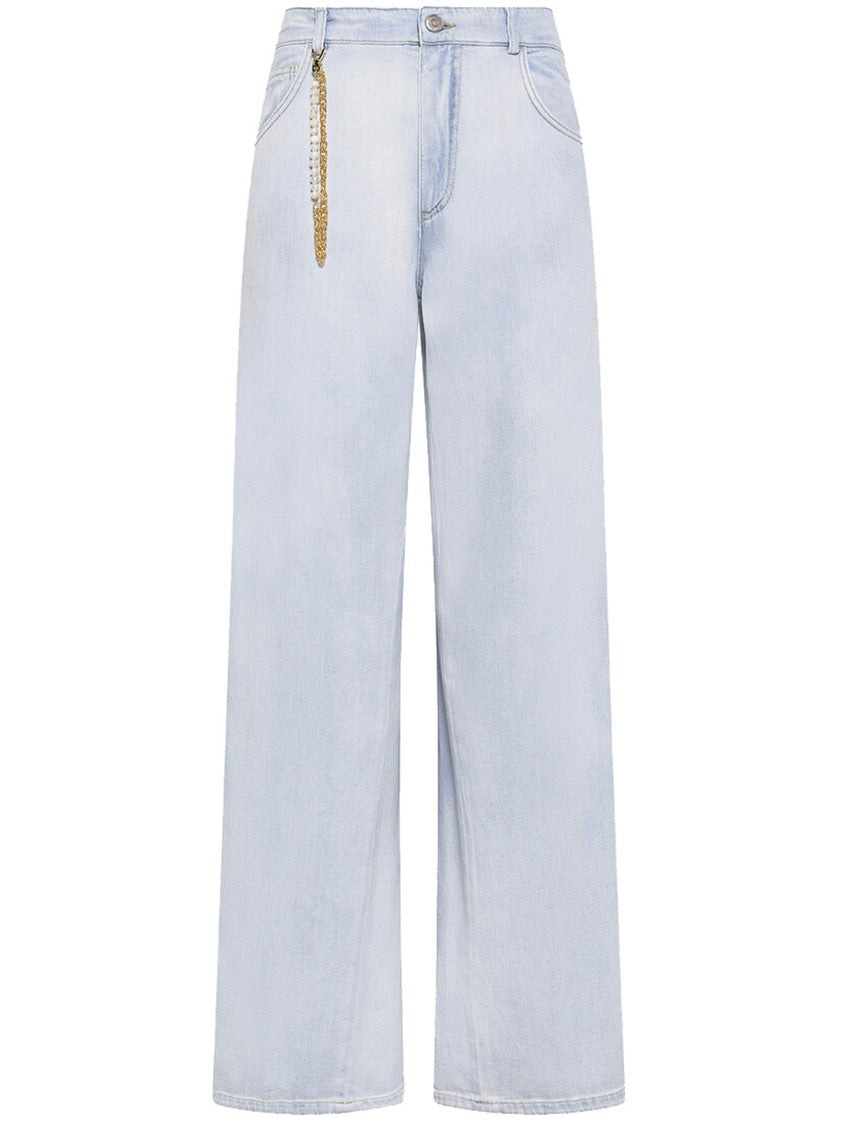 Seventy Venezia Light Blue Pantalone High-Waisted Wide-Leg Pants