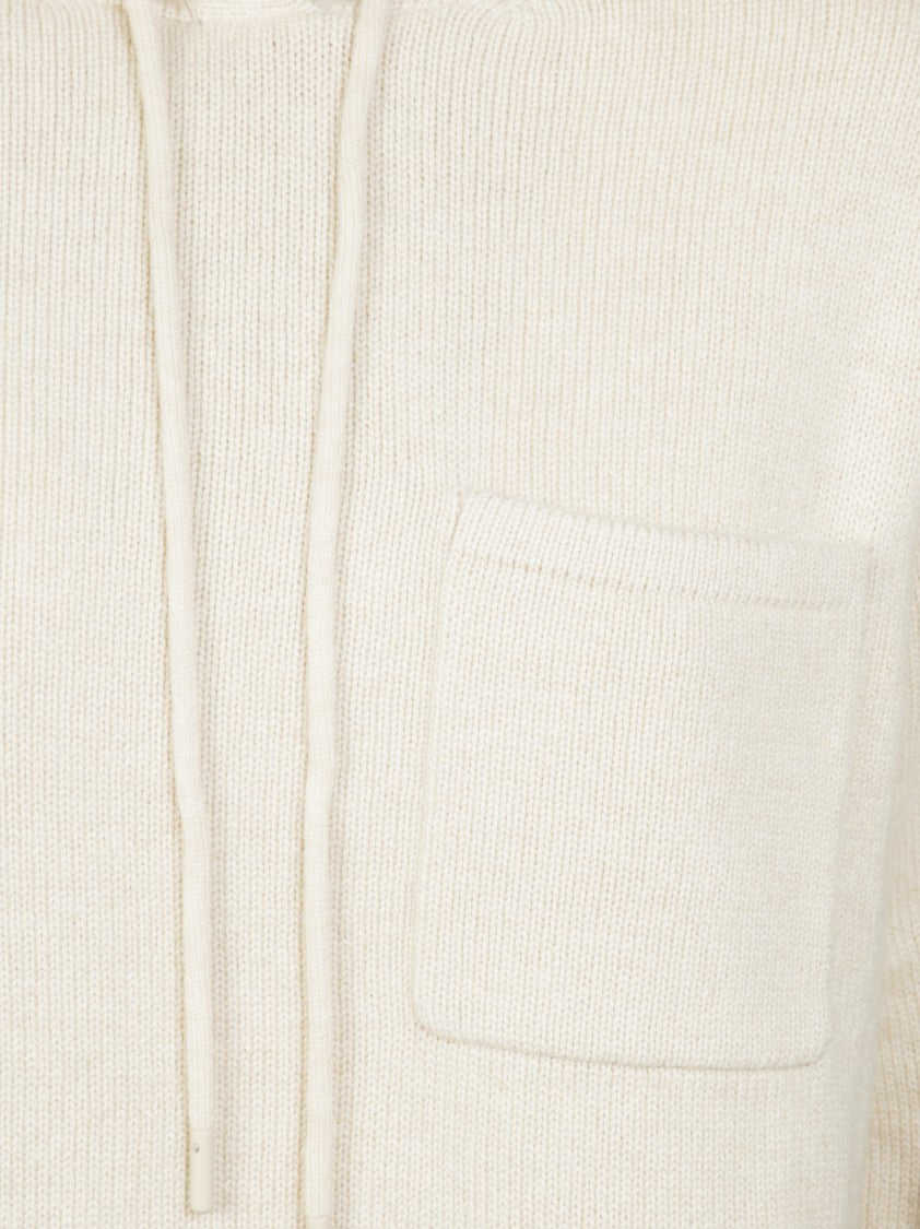 Max Mara Relaxed Fit Knitted Hoodie With Drawstring Hood And Front Pocket