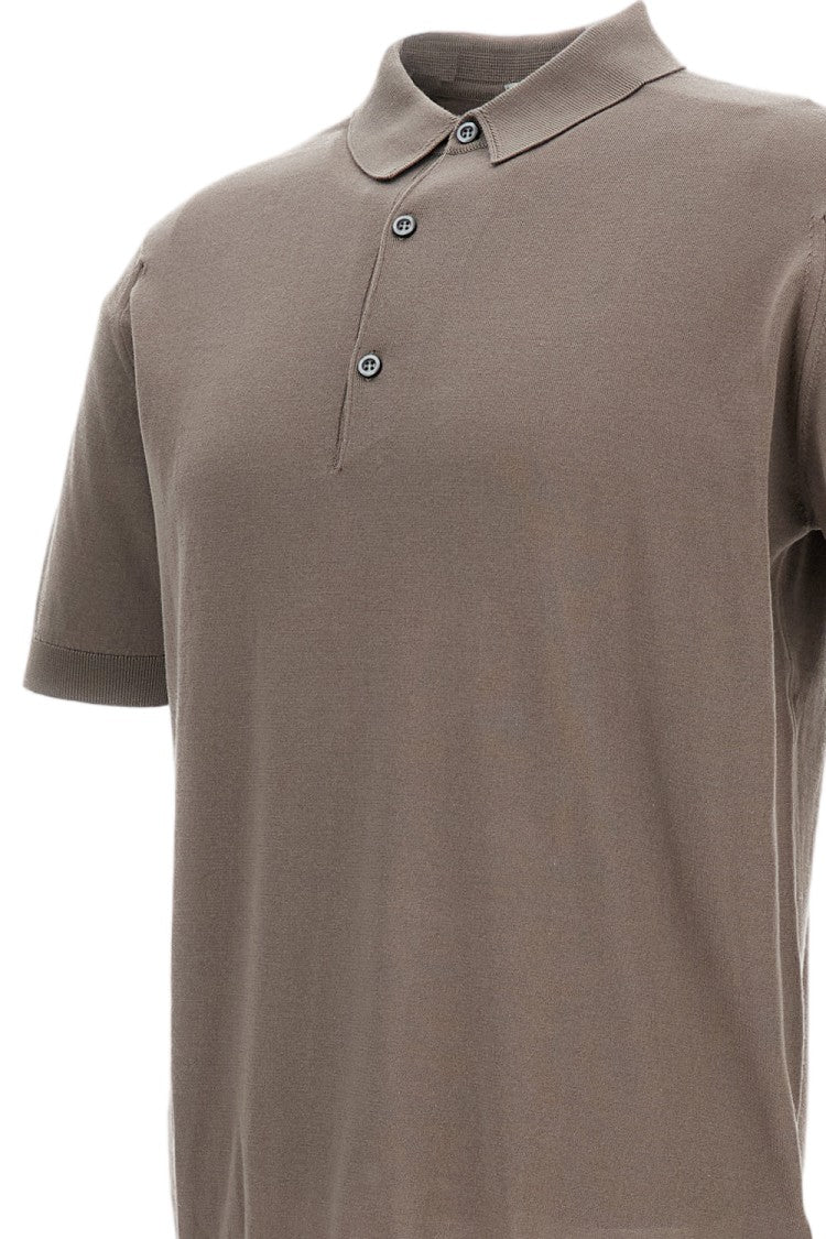John Smedley Beige Cotton Short-Sleeve Polo Shirt