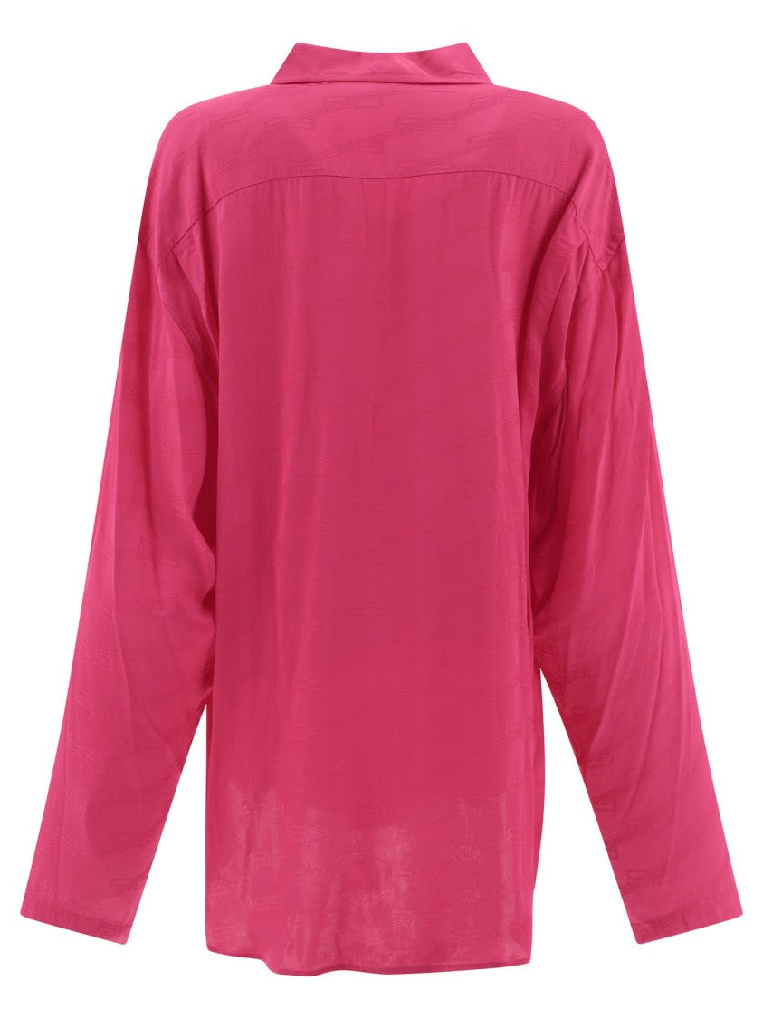 Balenciaga Long Sleeve Jacquard Logo Shirt