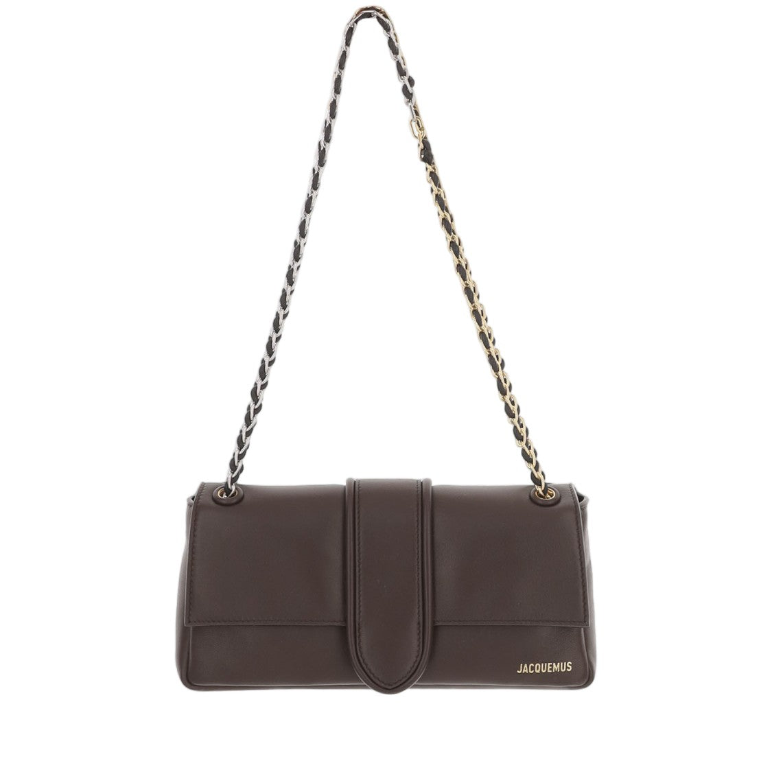 Jacquemus Dark Brown Chaine Two-Tone Chain Lambskin Shoulder Bag