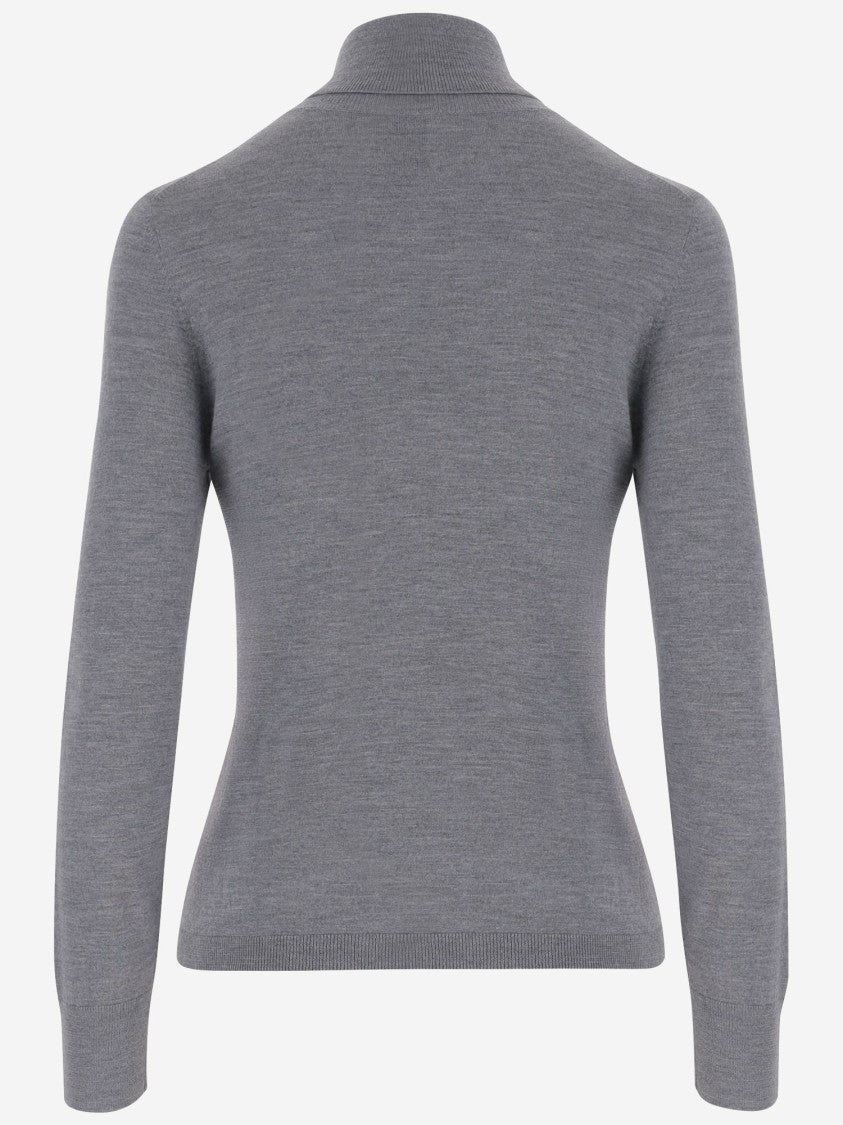 Allude High Neck Merino Wool Sweater With Contrasting Edges