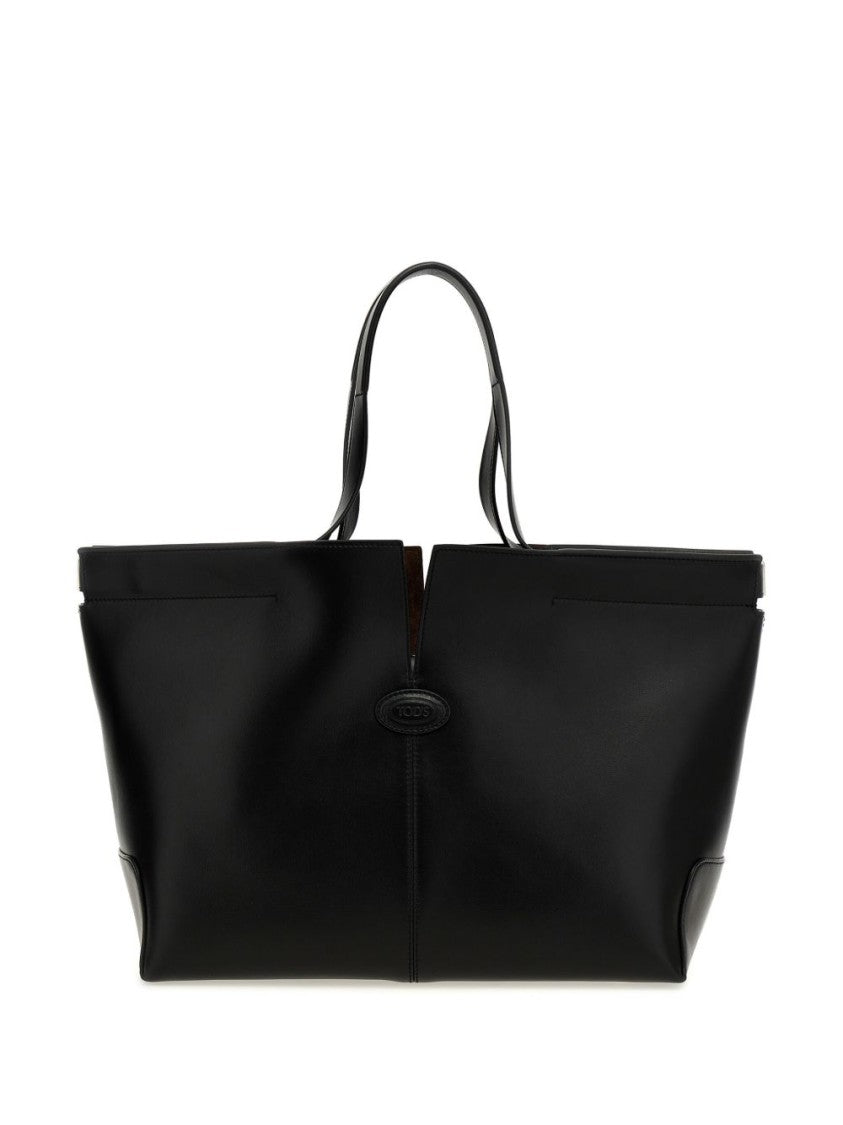 Tod's Structured Black Calfskin Tote Bag