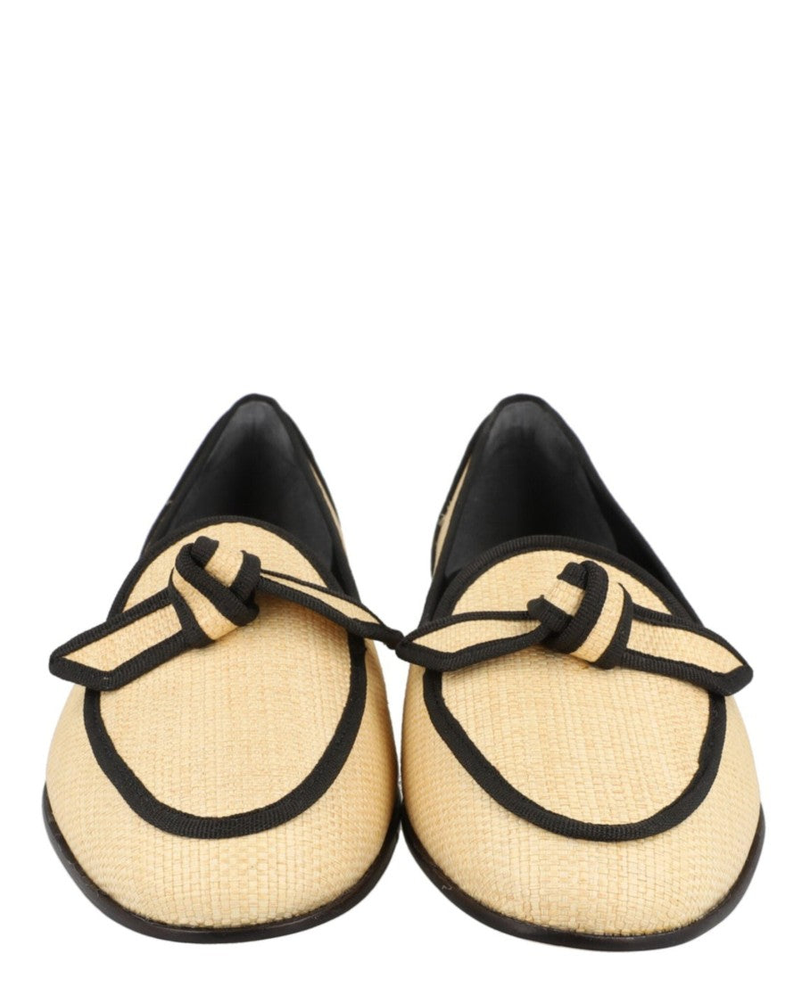 Alexandre Birman Grosgrain-Trim Raffia Loafers
