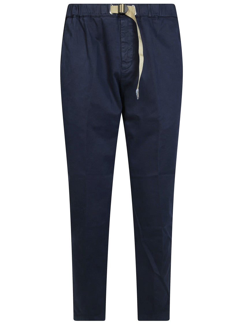 White Sand Tailored Blue Gabardine Belted Formal Pants