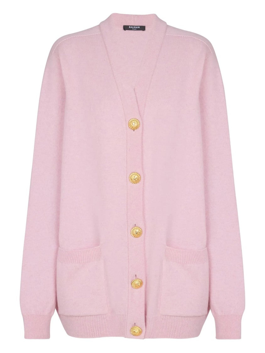 Balmain Oversized Mid-Length Gold-Tone Button Cardigan