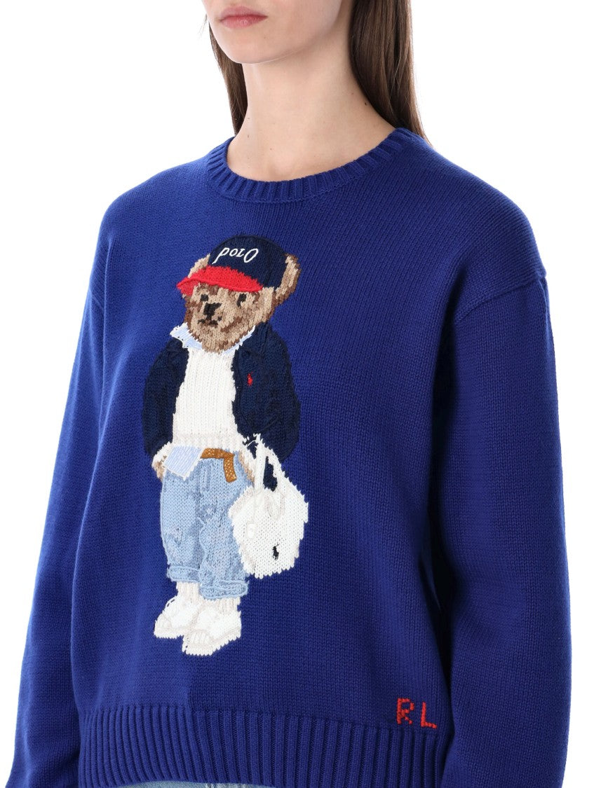 Polo Ralph Lauren Intarsia Embroidered Cotton Polo Bear Sweater