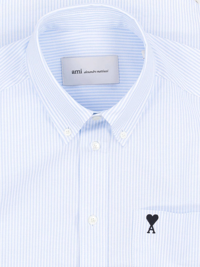 Ami Paris Light Blue Ami De Cœur Cotton Shirt