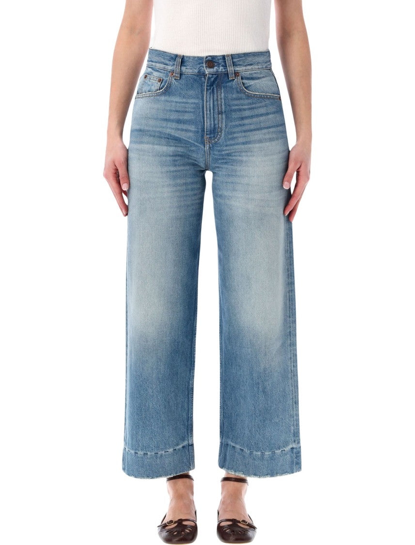 Chloé High-Rise Cropped Wide-Leg Jeans
