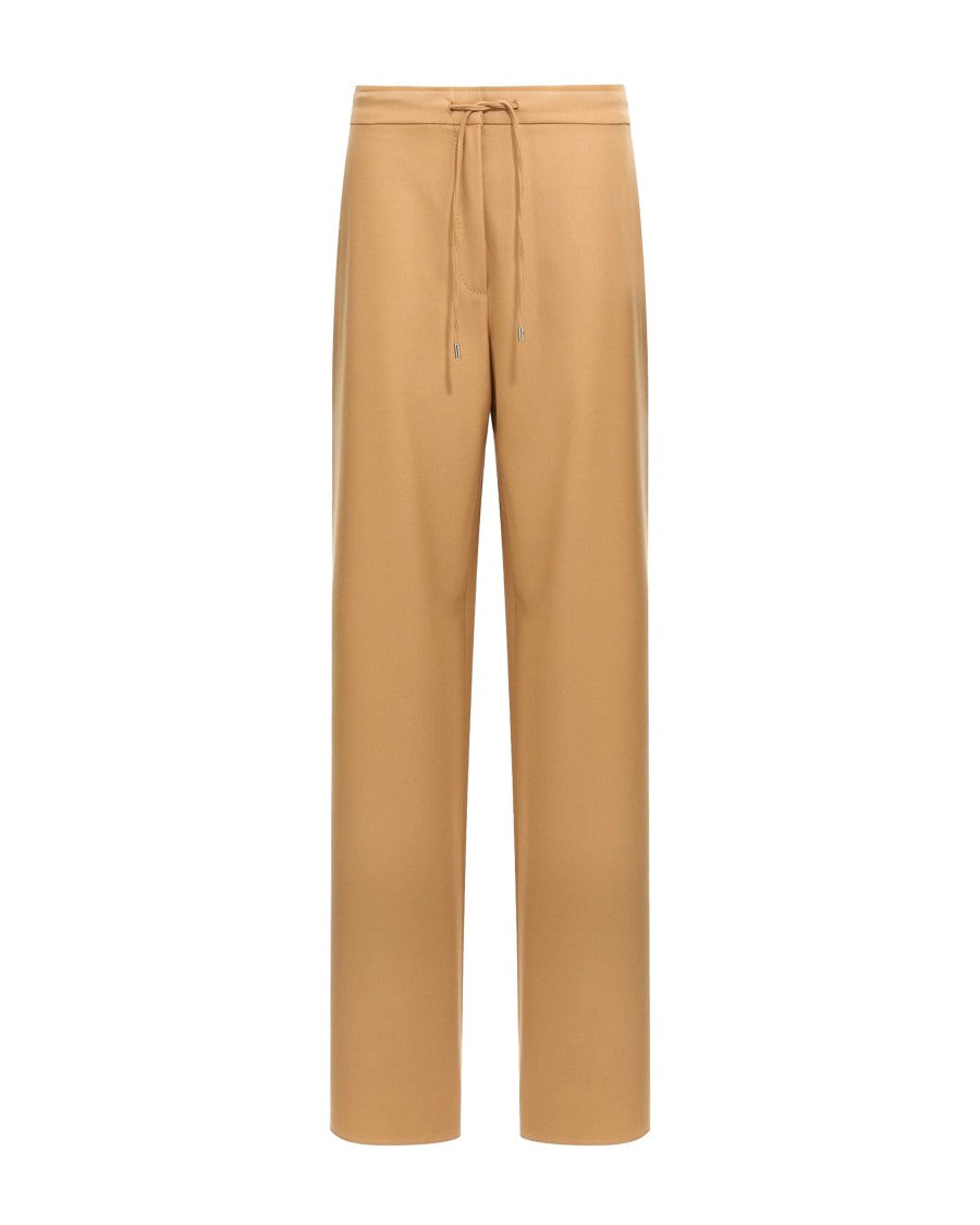 Max Mara Camel Wool Drawstring Trousers