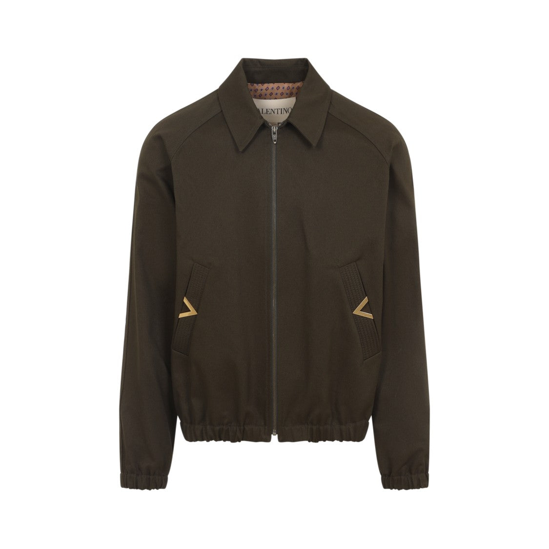 Valentino Front-Zipper Casual Jacket With Classic Collar And Elasticated Accents