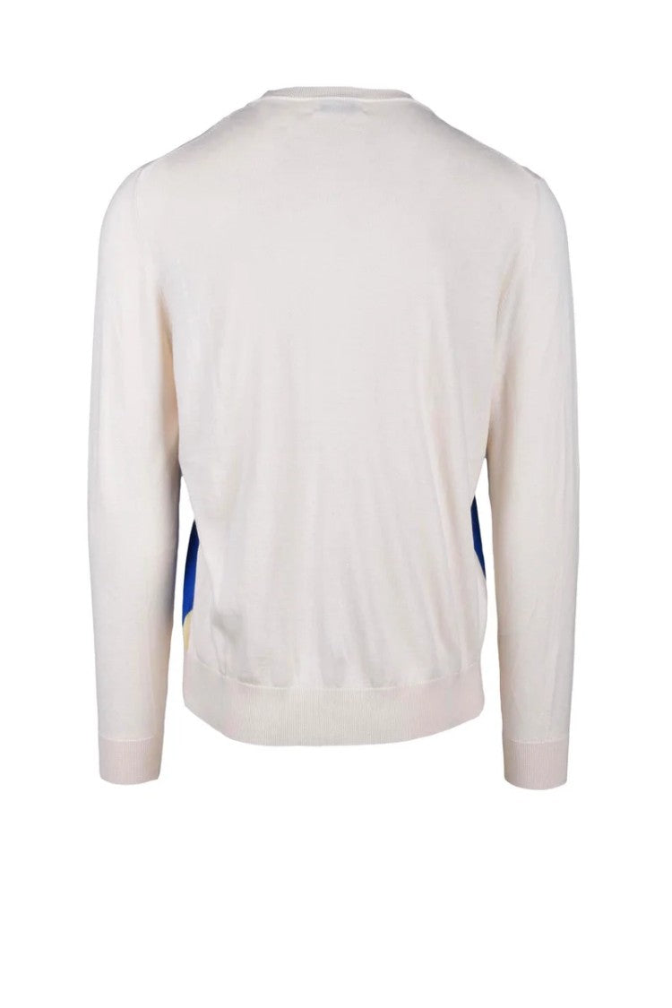 Ballantyne Argyle Pattern Cream Knit Sweater