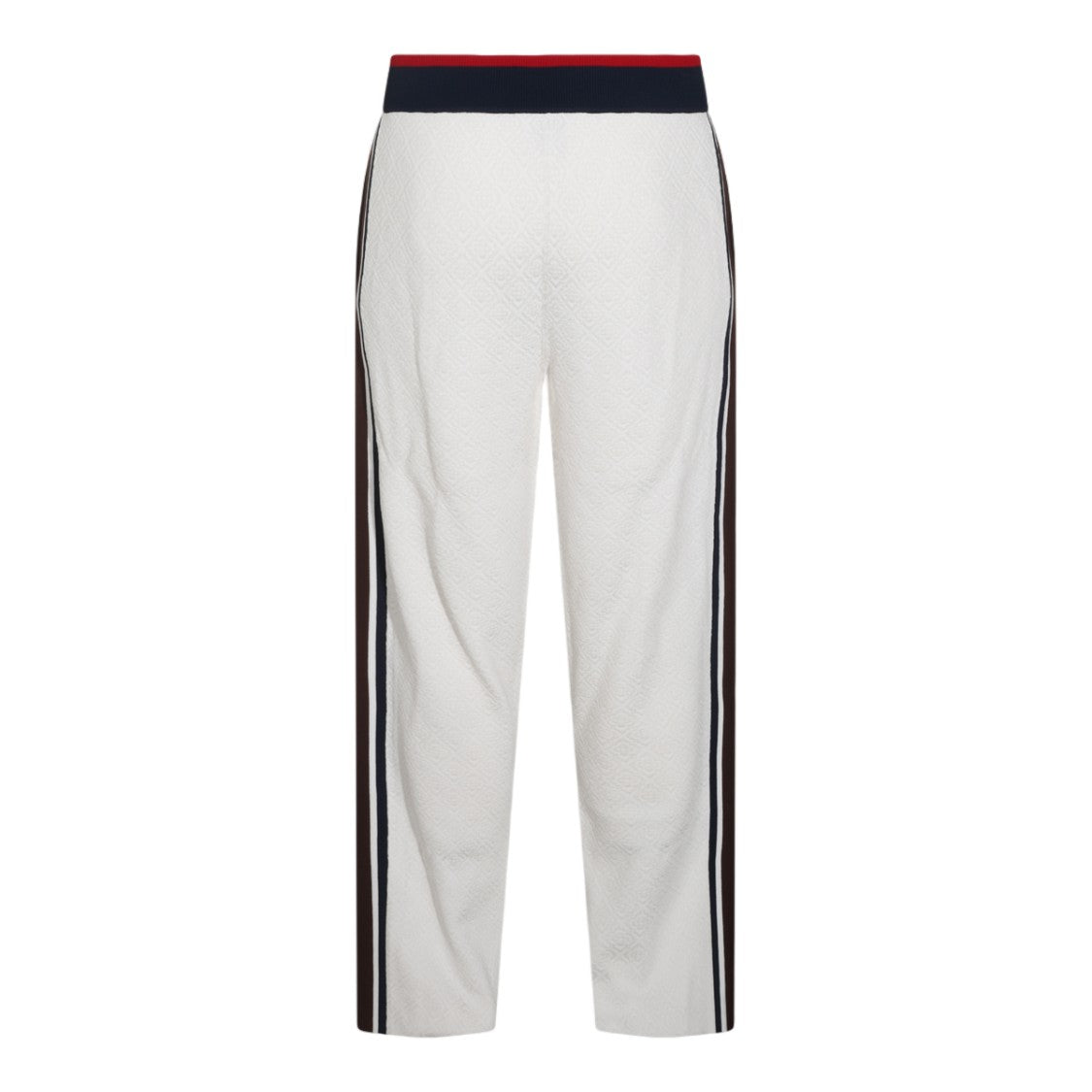 Casablanca White Textured Geometric Dual Stripe Trousers