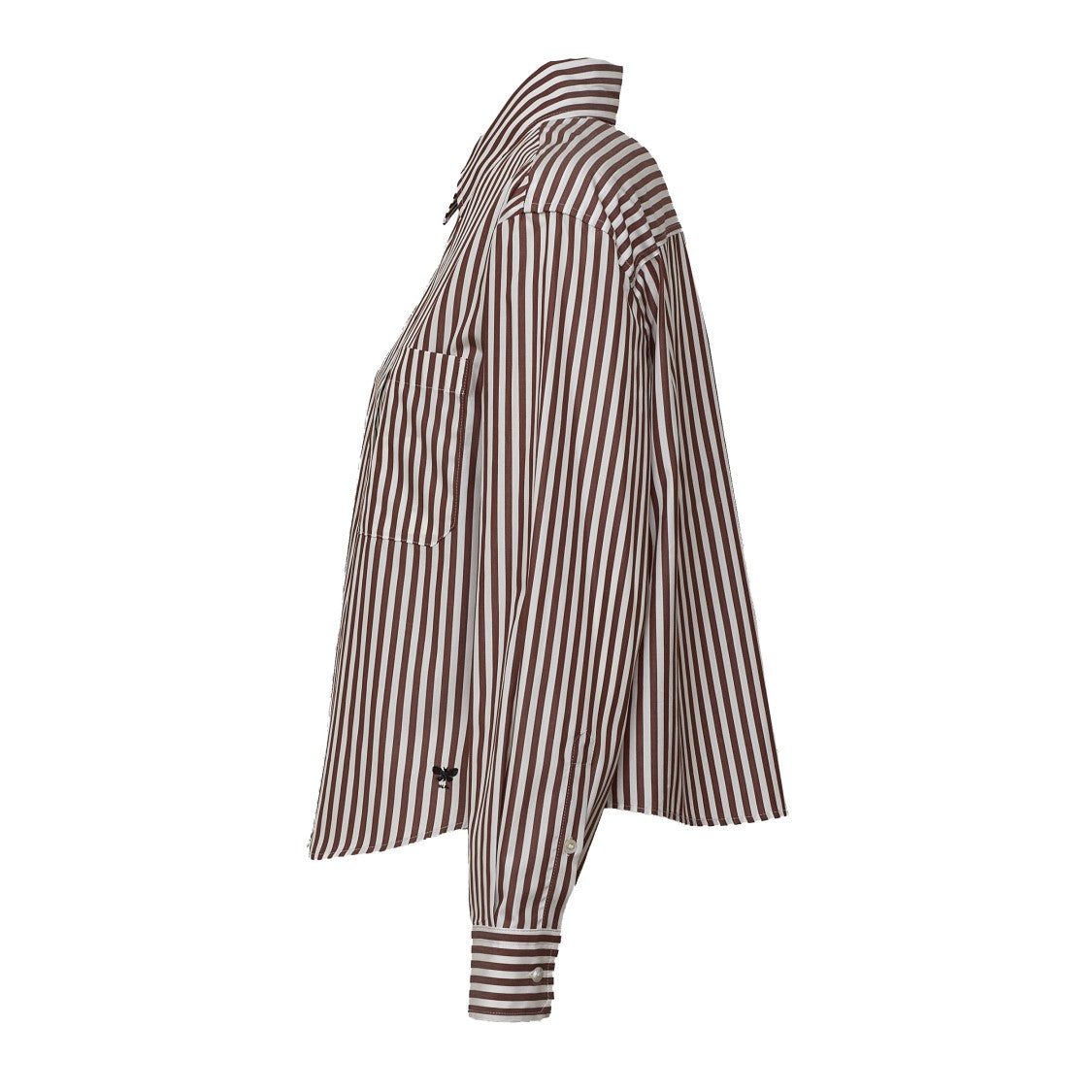Max Mara Vertical Striped Boxy Cotton Poplin Shirt