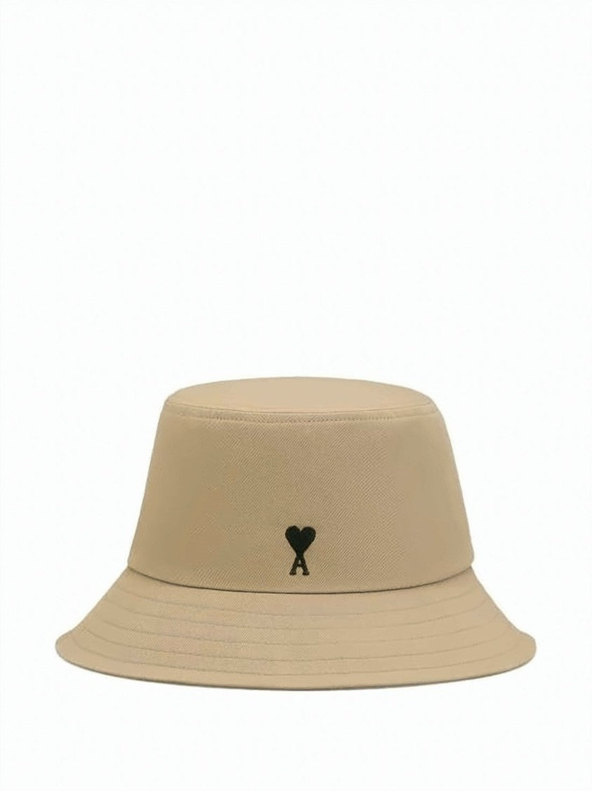 Ami Paris Cotton Bucket Hat With Embroidered Heart Detail