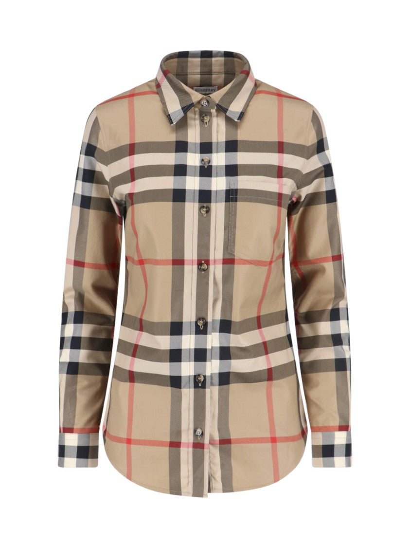 Burberry Beige Check Classic Cotton Shirt