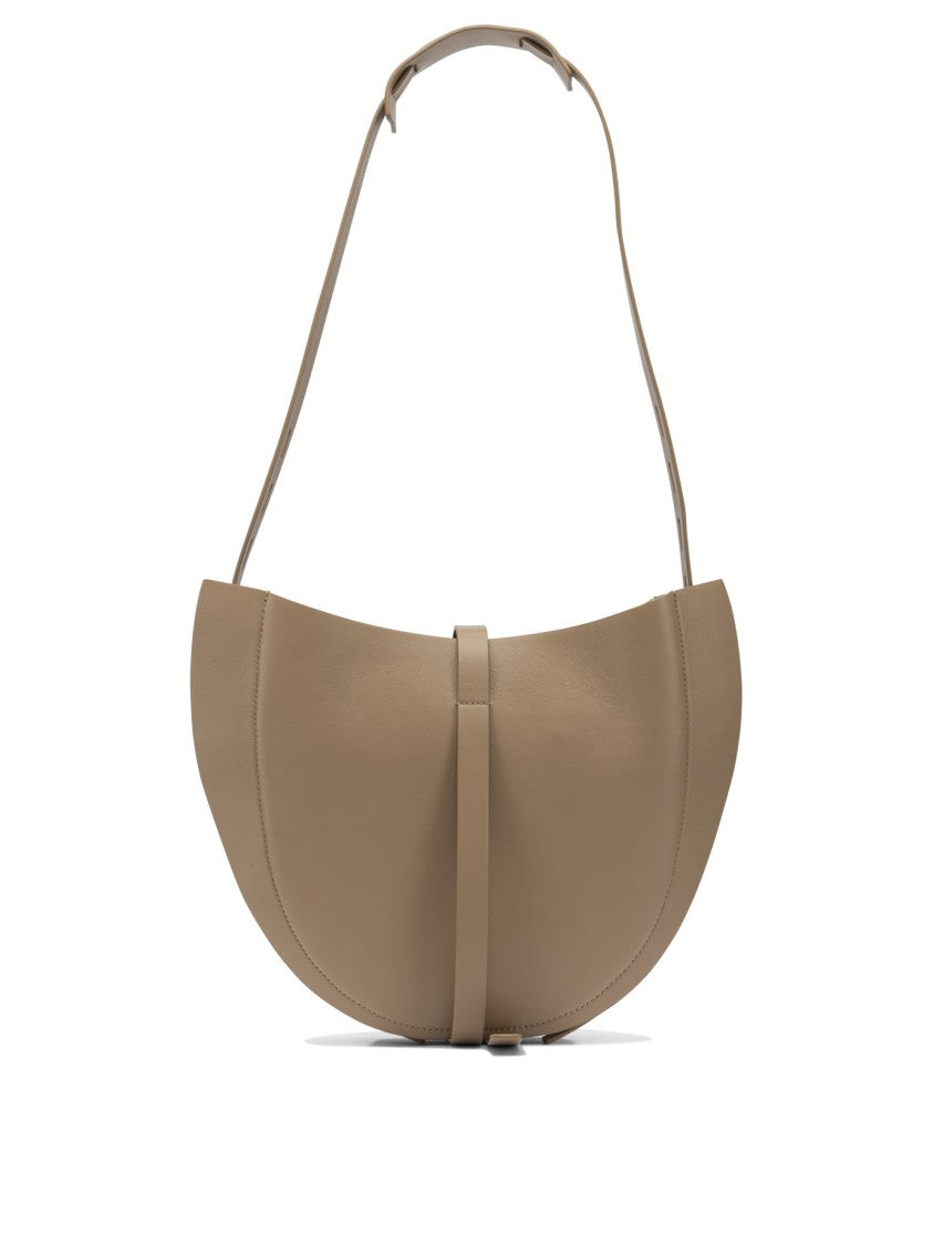 Minobossi Curved Leather Shoulder Bag With Gold-Tone Closure