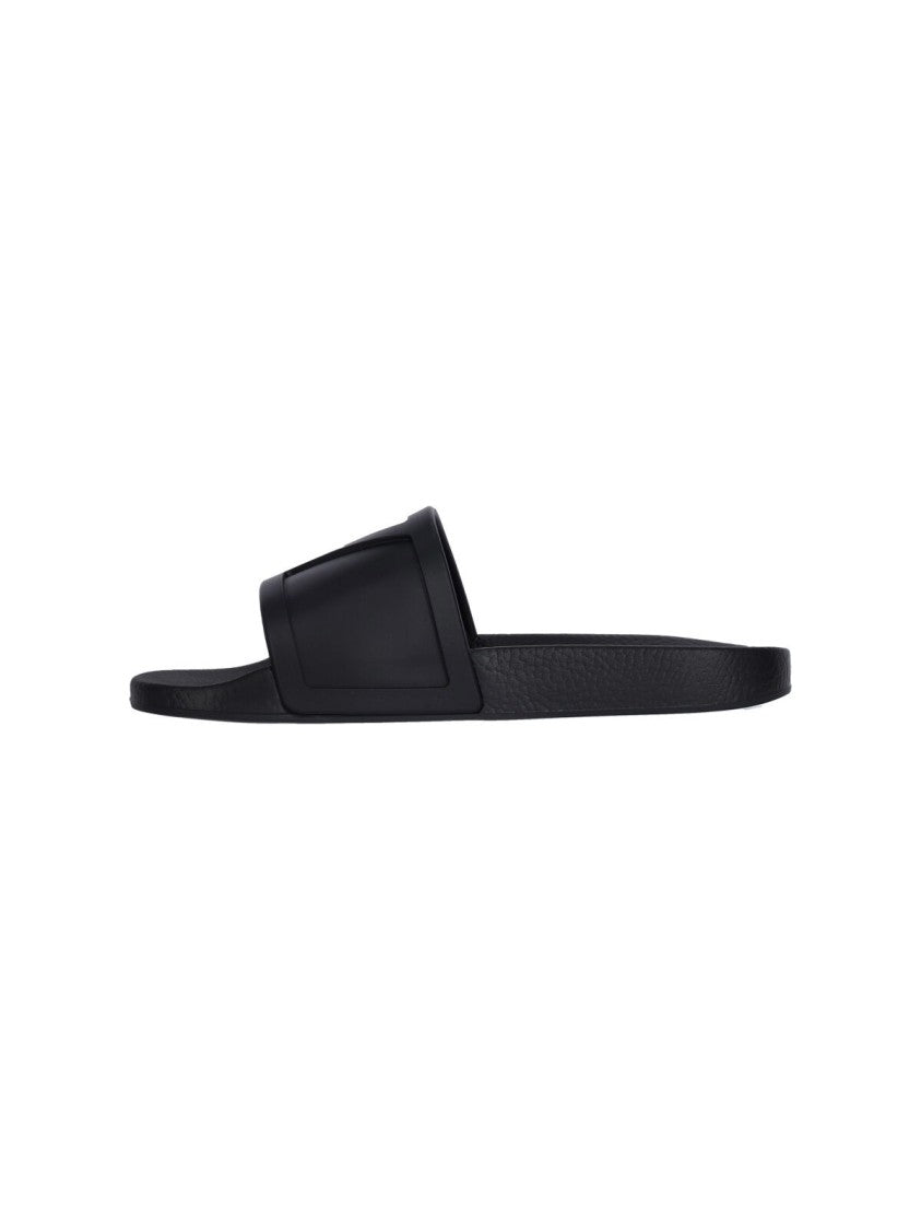 Valentino Garavani Logo Slide Sandals – Black