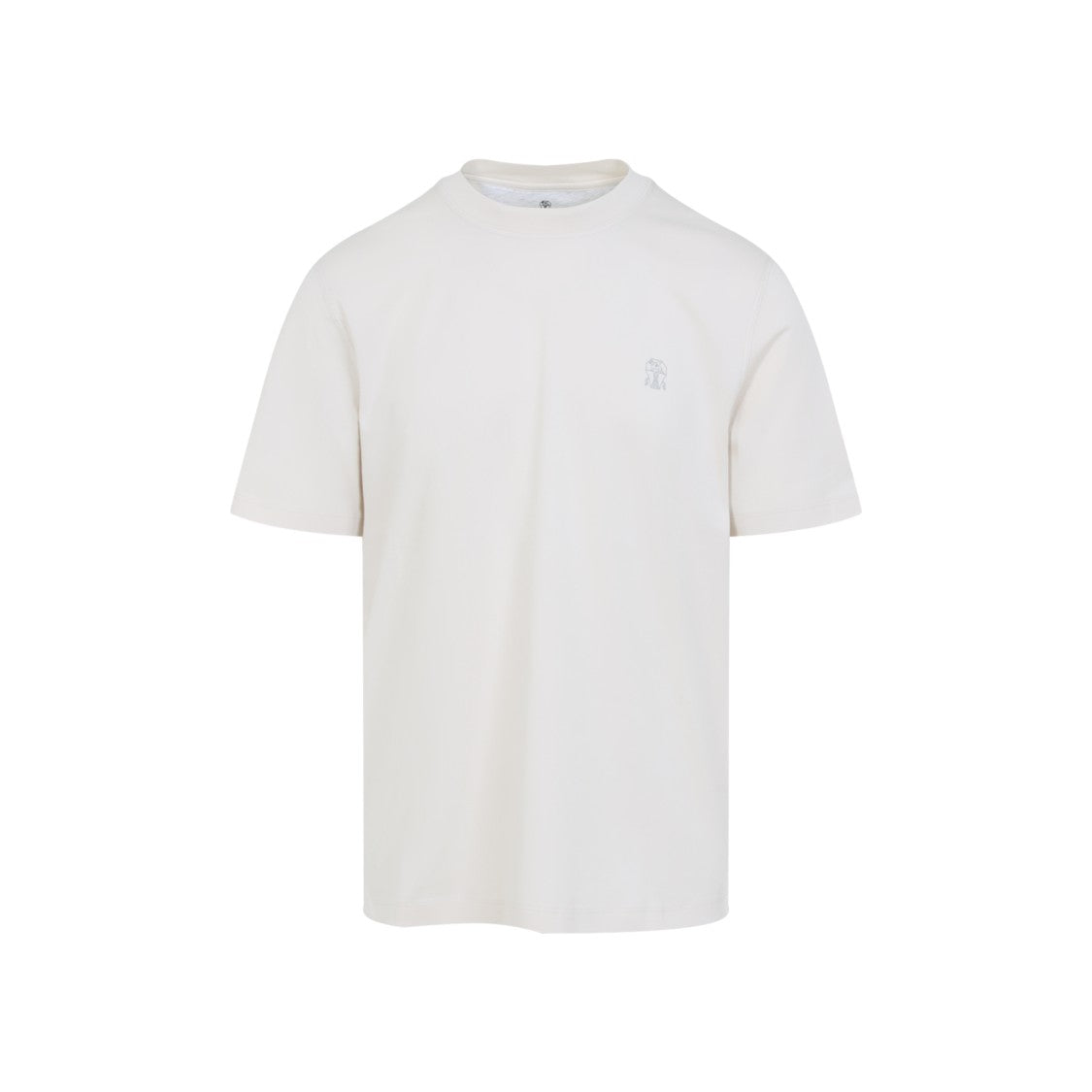 Brunello Cucinelli White Cotton T-Shirt With Contrasting Logo