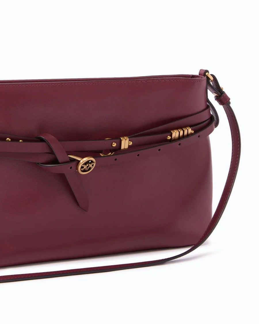 Pinko Deep Red Medium Belt Leather Bag