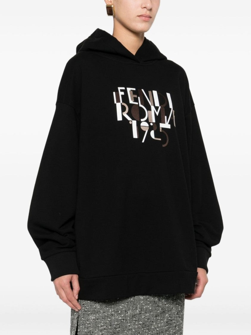Fendi Relaxed Fit Black Cotton Hoodie