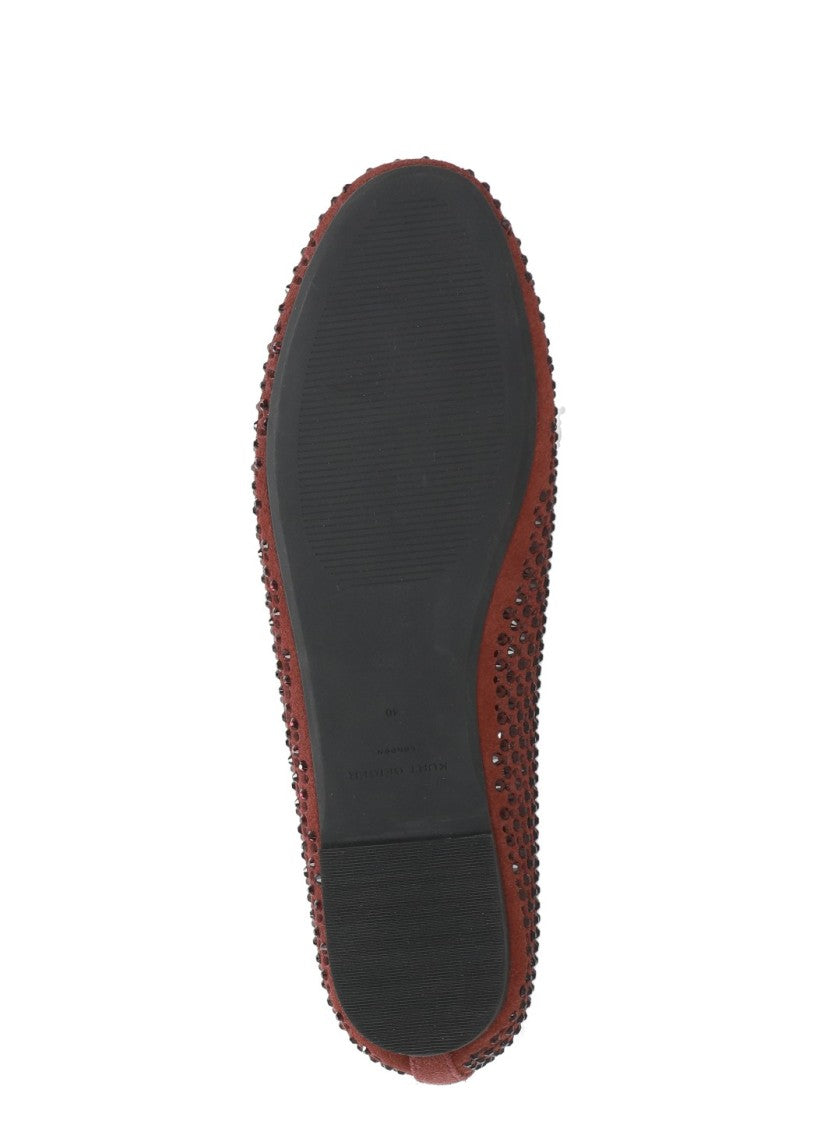 Kurt Geiger Burgundy Mayfair Rhinestone Perforated Flats