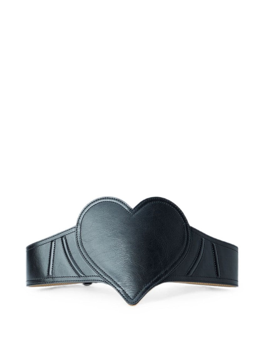 Vivienne Westwood Black Wide Heart Centerpiece Leather Belt