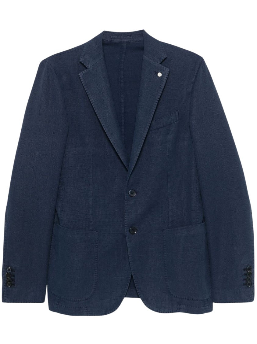 Luigi Bianchi Navy Blue Cotton Jacket