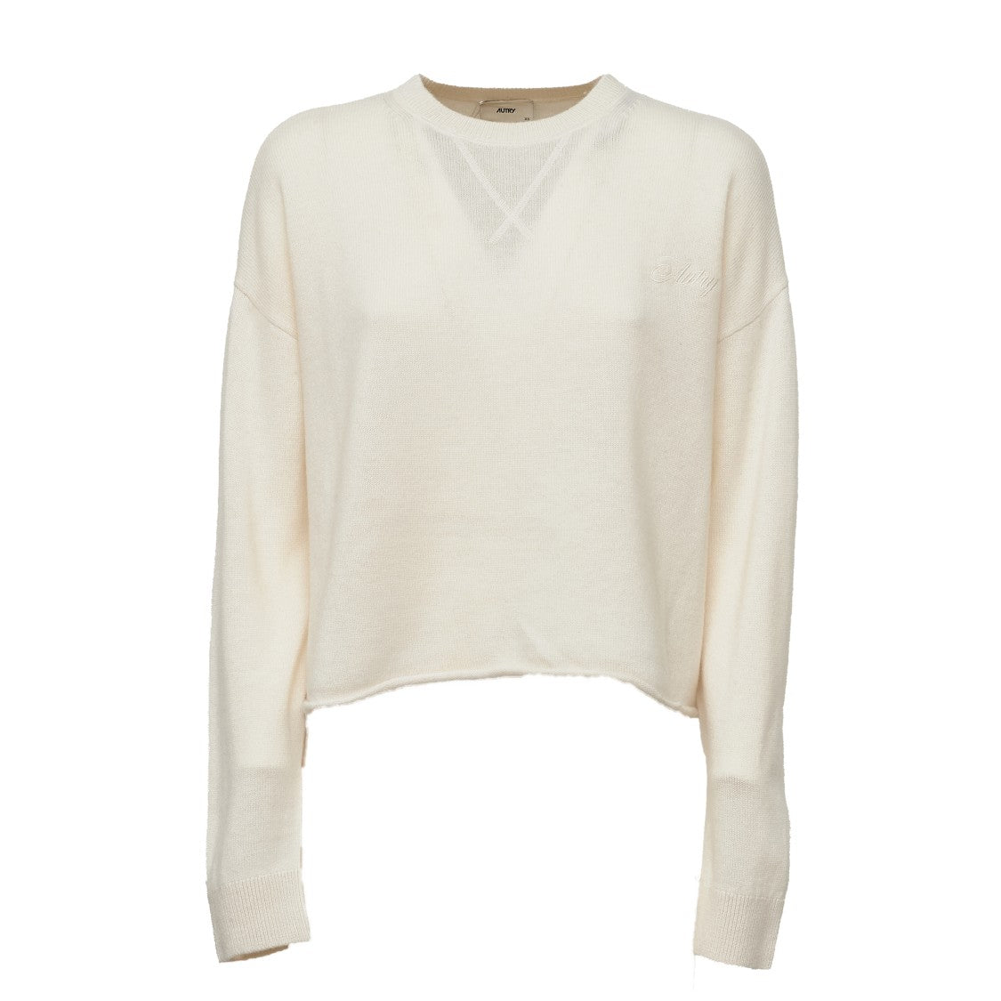 Autry Grey V-Stitch Ribbed Wool Sweater