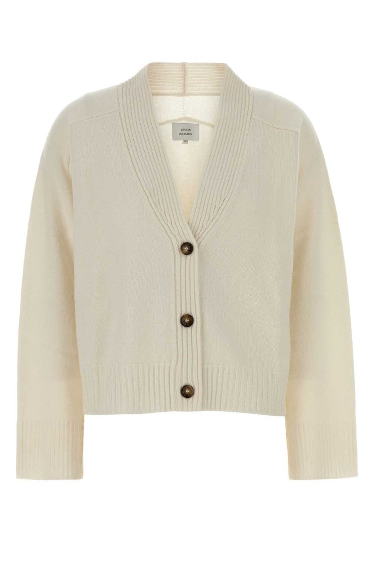 Loulou Studio Ivory Cashmere Oversize Kaia Cardigan