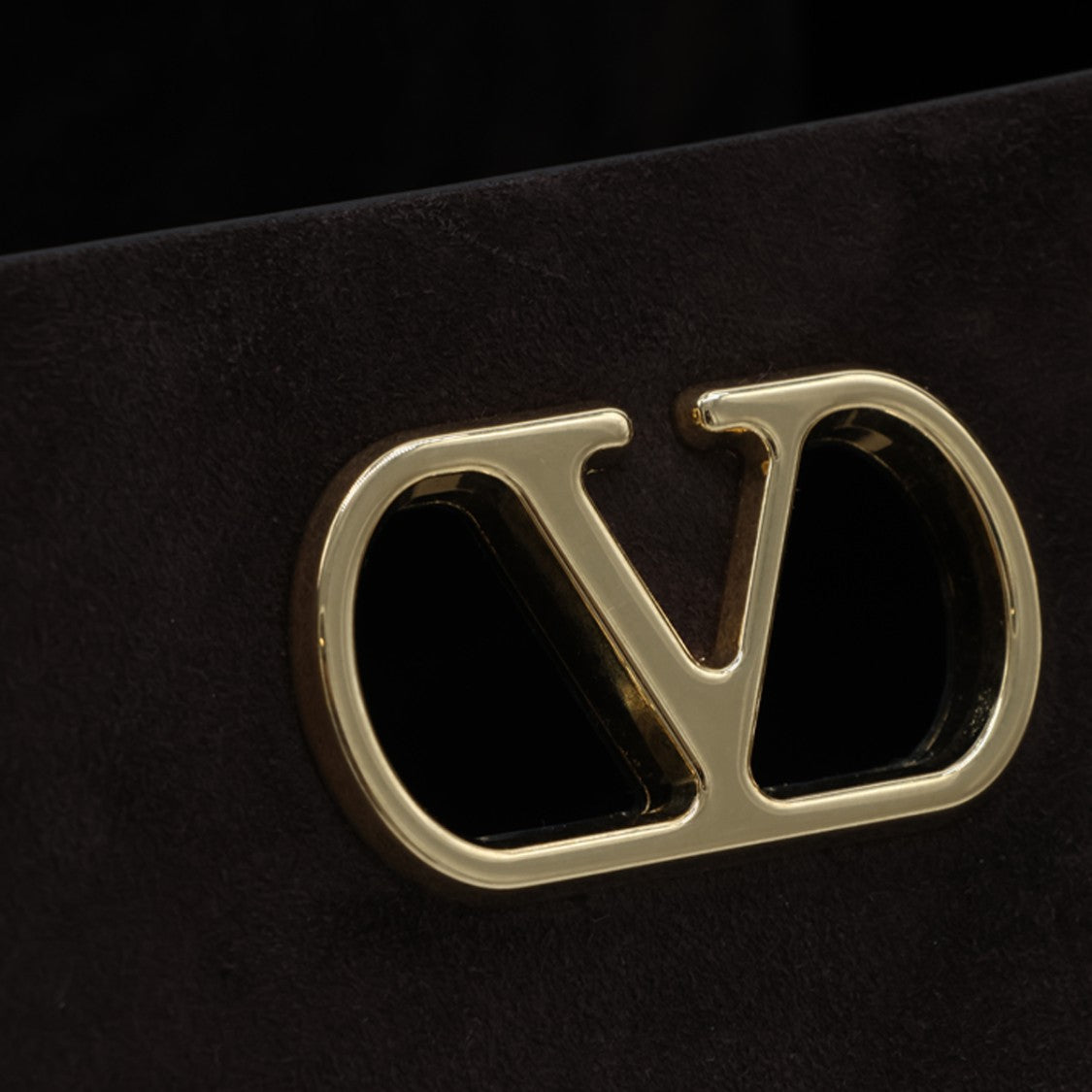 Valentino Garavani Structured Gold Accent Suede Handbag