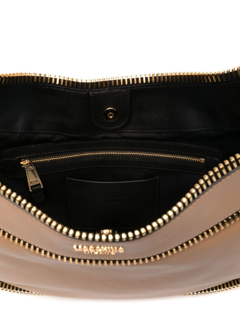Moschino Camel Brown Smooth Grain Calf Leather Bag