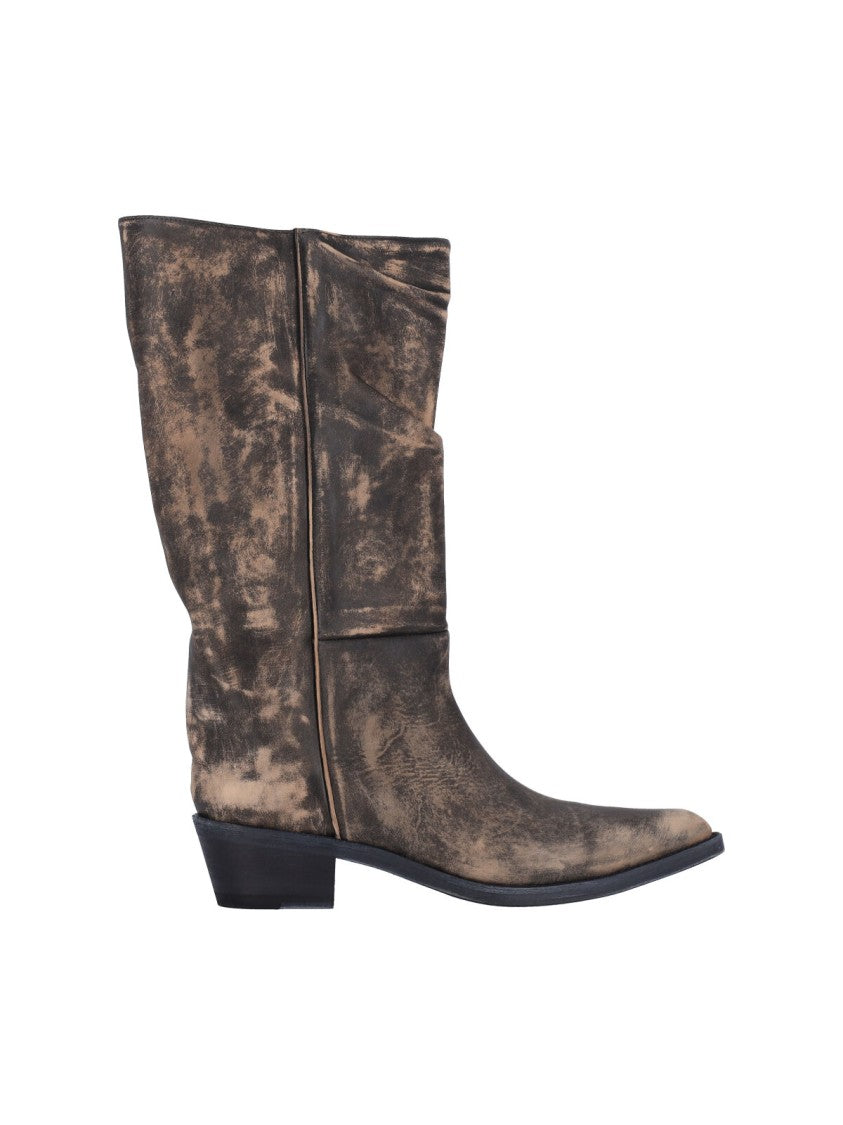 Khaite Mid-Calf Boots With Squared Pointed Toe