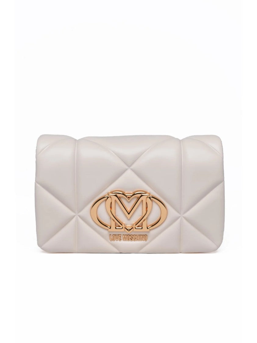 Love Moschino White Polyurethane Saffiano Crossbody Bag